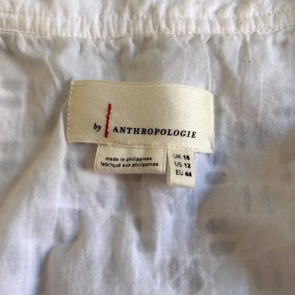 Anthropologie Women's Size 12 Eyelet Sleeveless Button-Front Romper Dress Lined - Picture 7 of 10